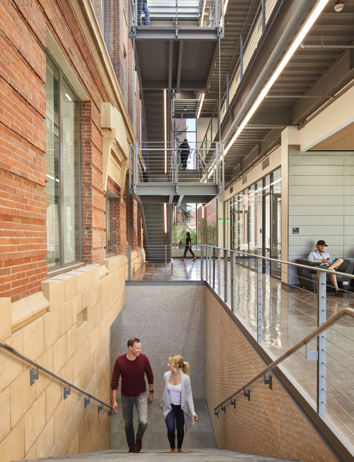 Interior stairway and atrium with views to 3 floors.
