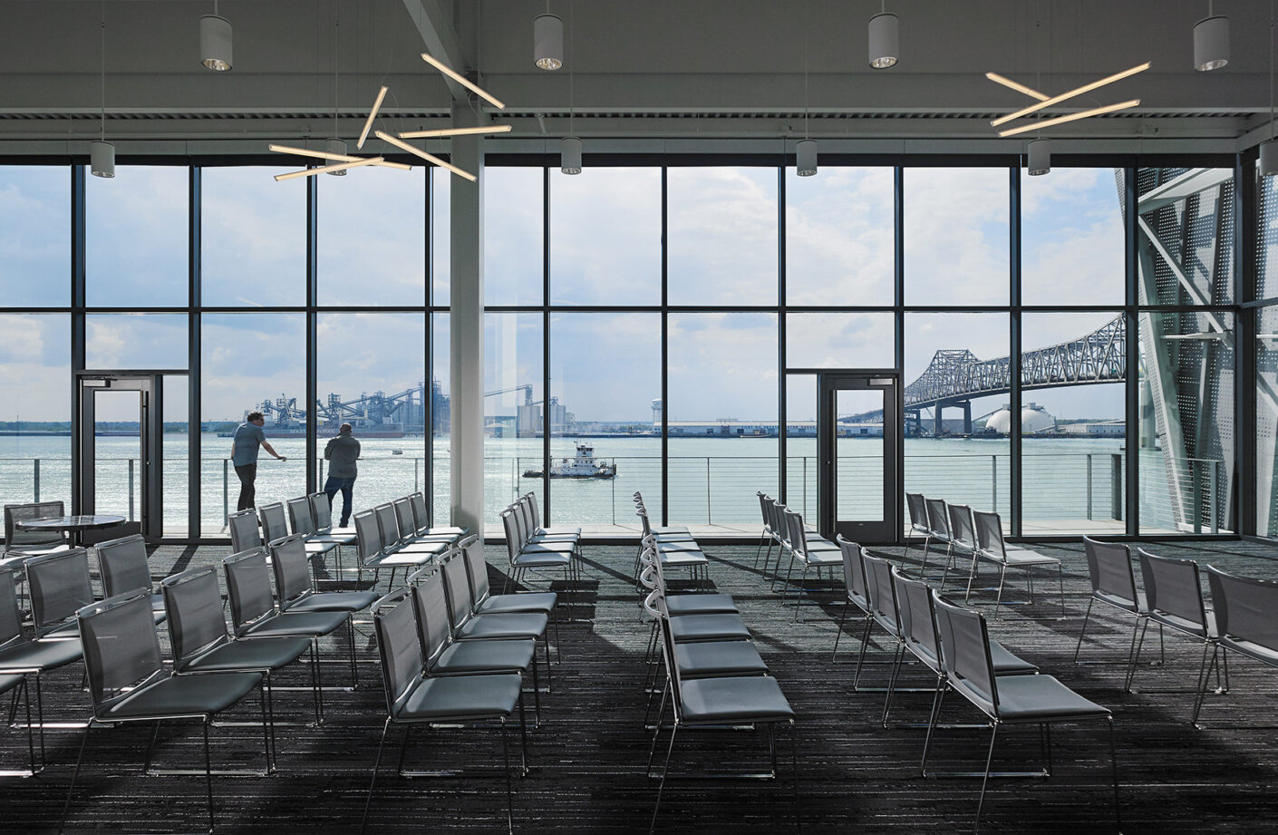 Conference center with ample seating and views to the Mississippi