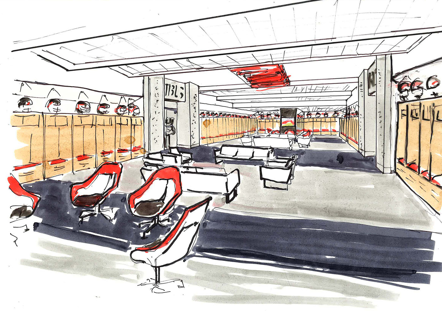 locker room sketch