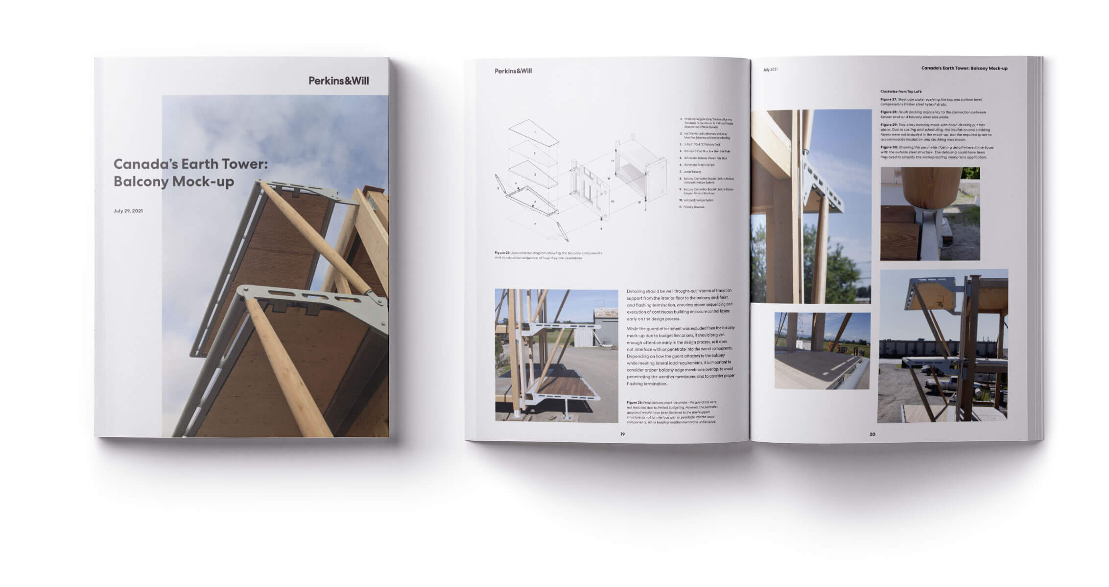 Cover and inside spread of Canada's Earth Tower: Balcony Mock-up report