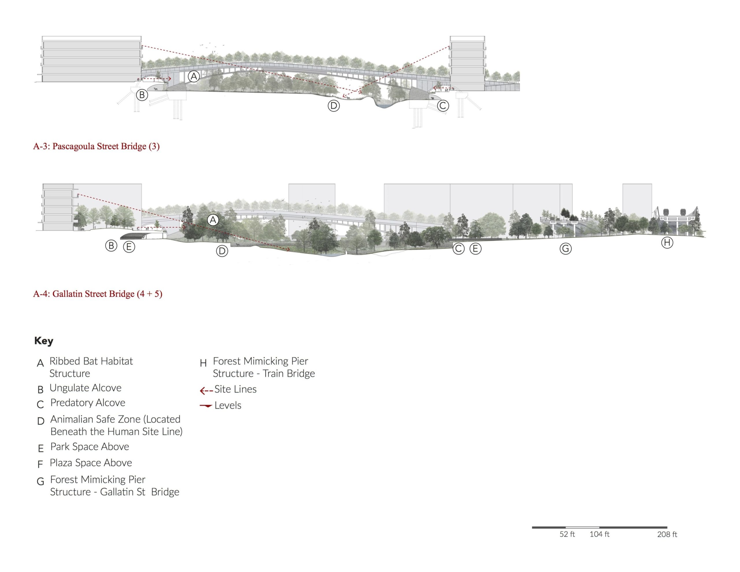 Cut-away diagram of urban waterfront