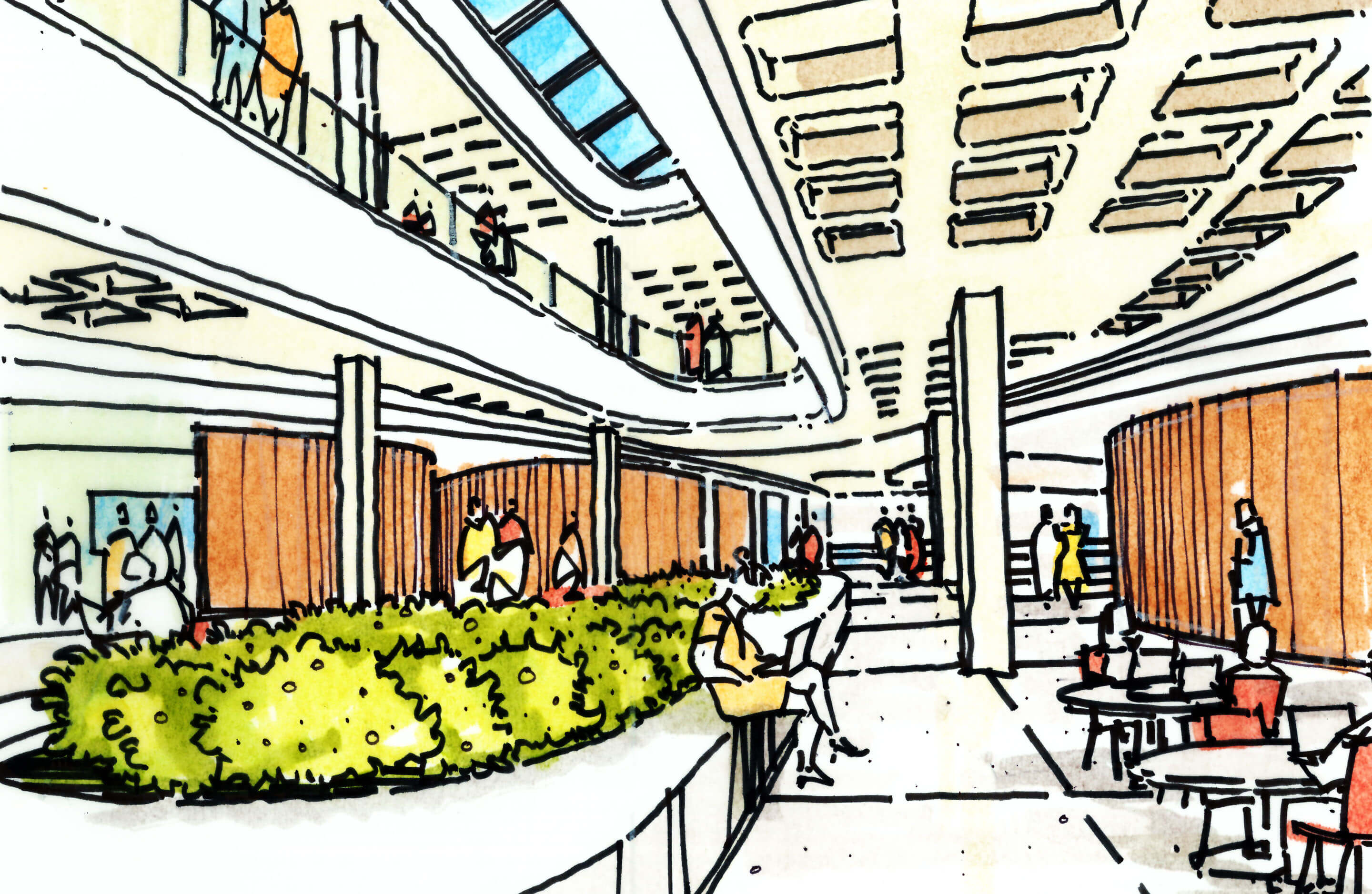 Sketch of adaptive re-use office design