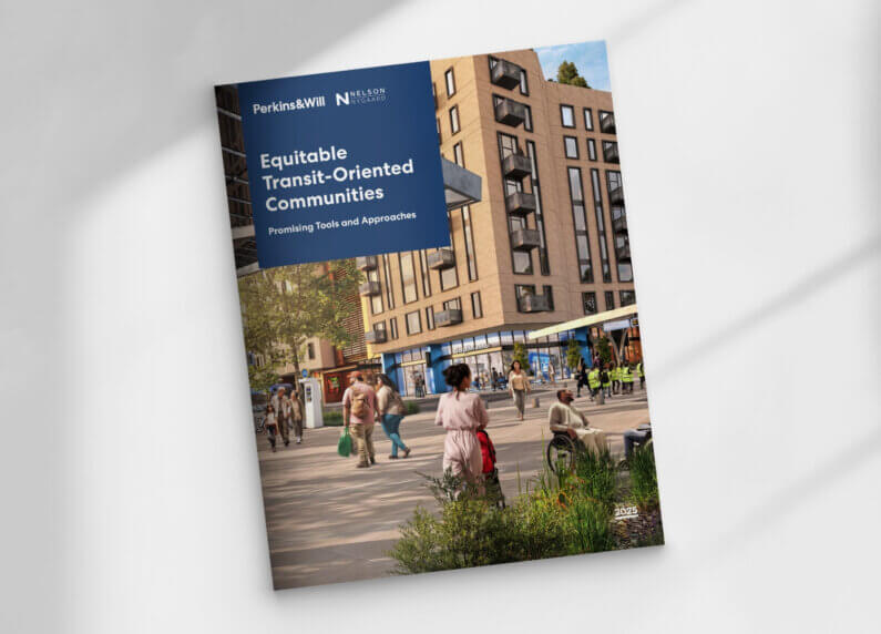 Book cover: Equitable Transit-Oriented Communities featuring a modern urban landscape.