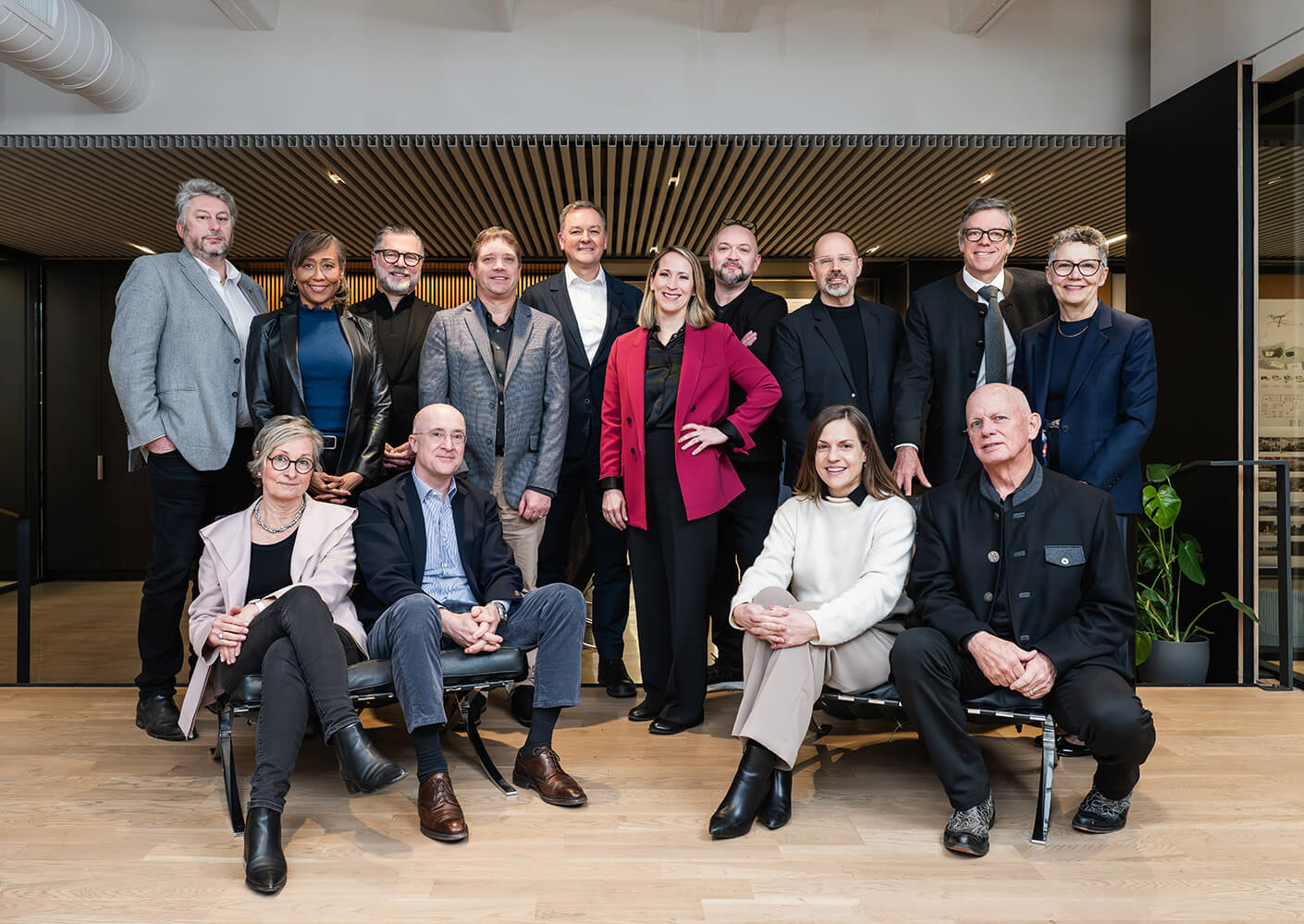 The board of directors huddled together.